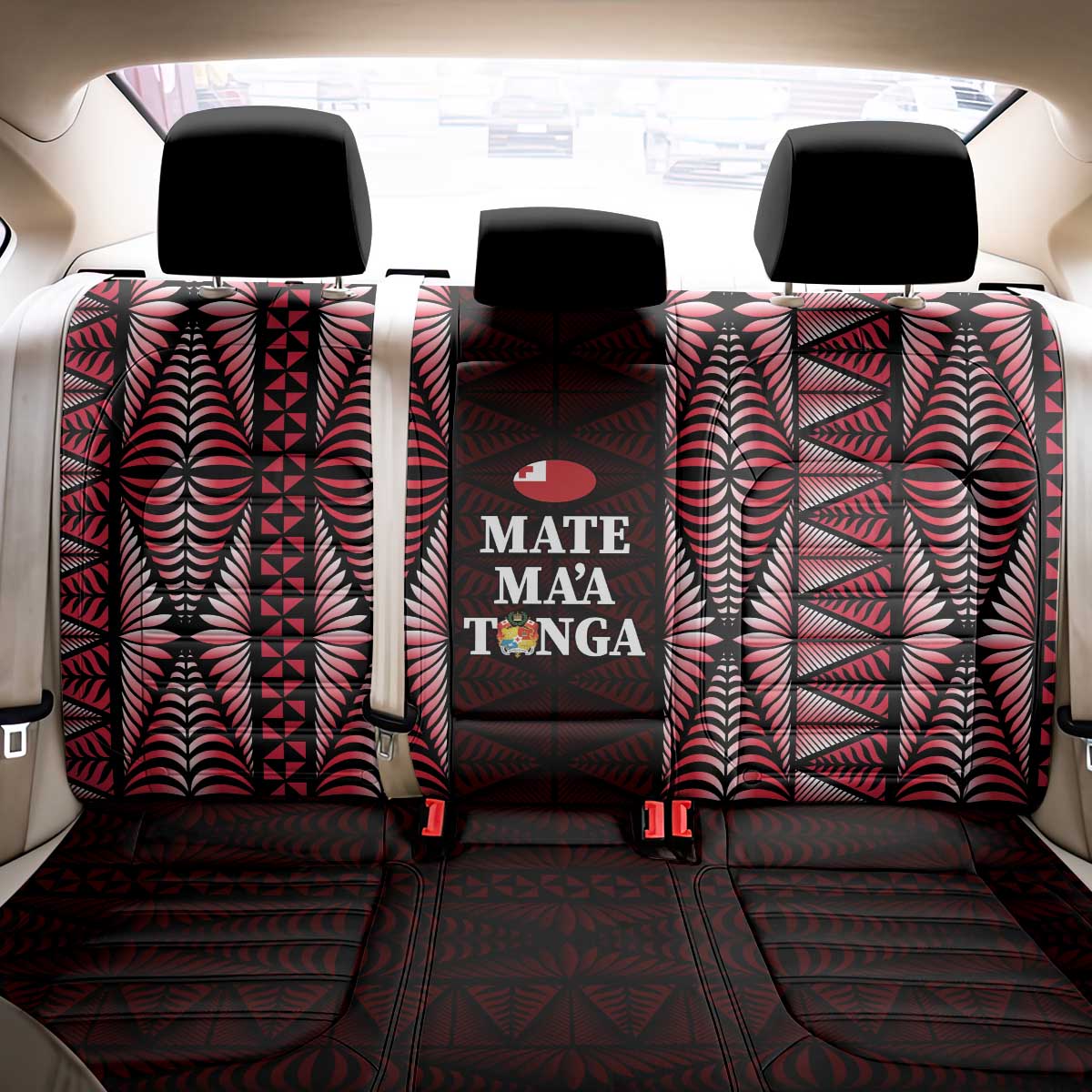 Tonga Rugby Back Car Seat Cover 2025 Mate Maa Tonga Ngatu Motif LT14 - Polynesian Pride