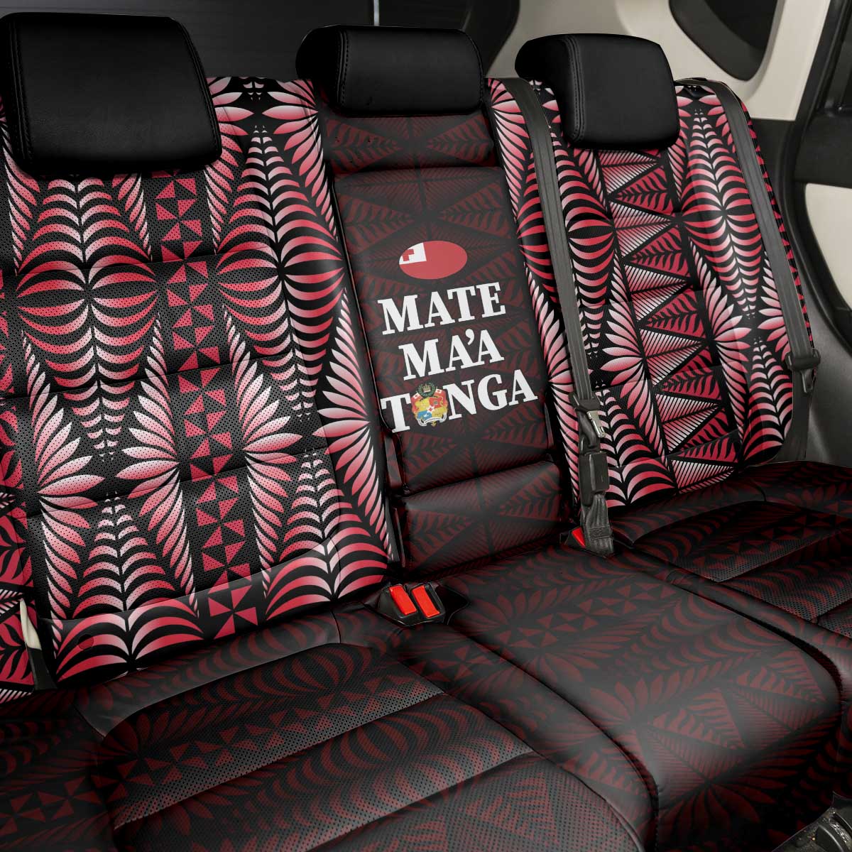 Tonga Rugby Back Car Seat Cover 2025 Mate Maa Tonga Ngatu Motif LT14 - Polynesian Pride