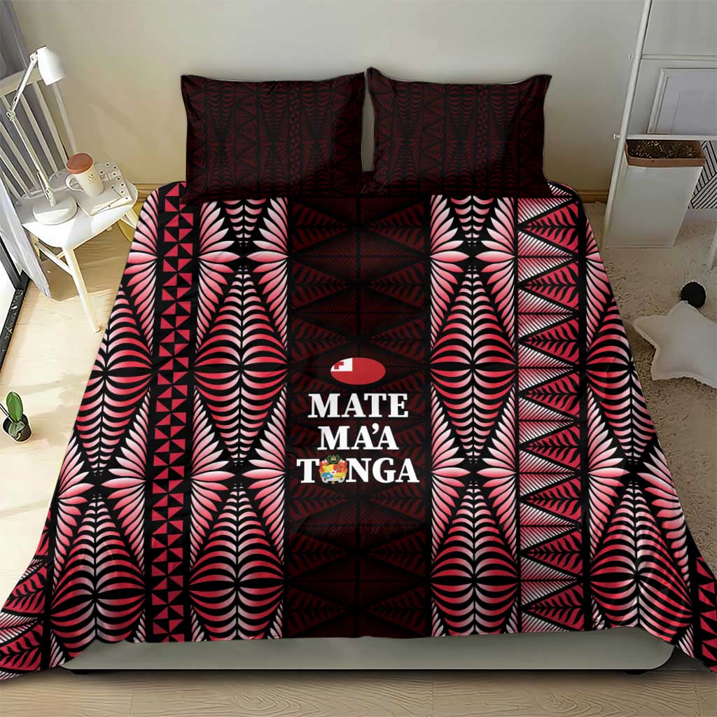 Tonga Rugby Bedding Set 2025 Mate Maa Tonga Ngatu Motif - Polynesian Pride