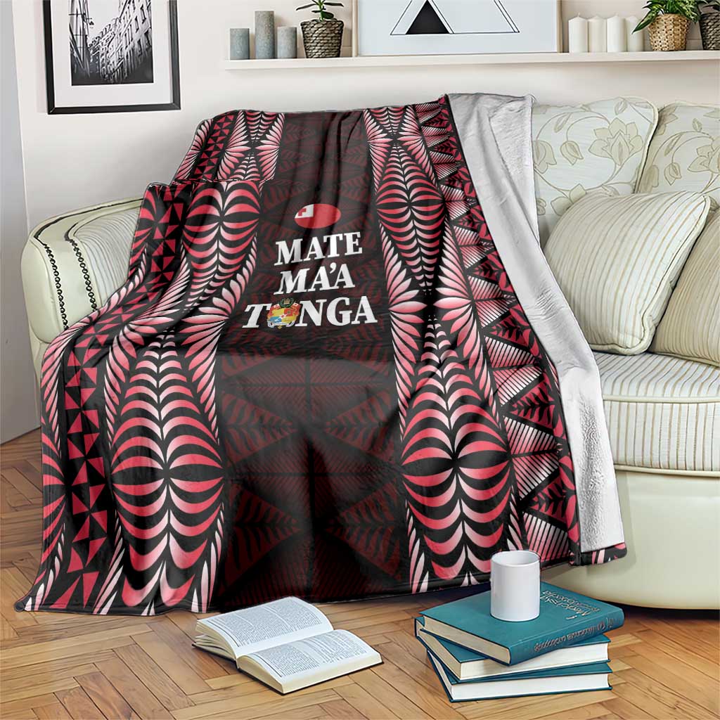 Tonga Rugby Blanket 2025 Mate Maa Tonga Ngatu Motif - Polynesian Pride