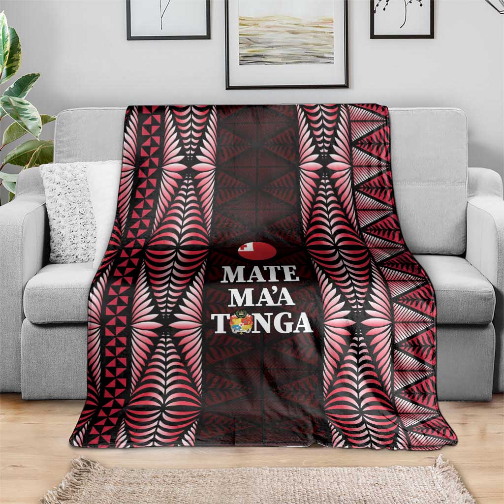 Tonga Rugby Blanket 2025 Mate Maa Tonga Ngatu Motif - Polynesian Pride