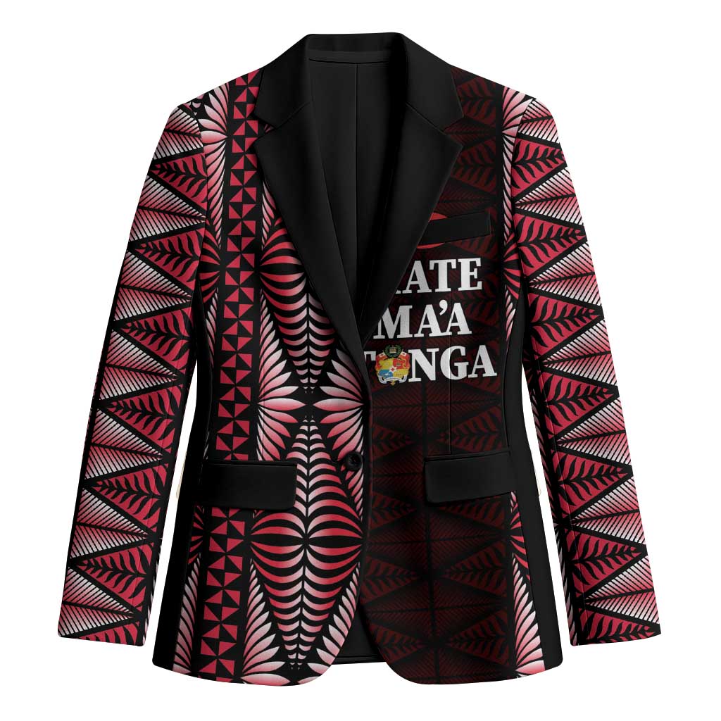 Tonga Rugby Personalised Blazer 2025 Mate Maa Tonga Ngatu Motif LT14 Unisex Red - Polynesian Pride