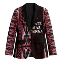 Tonga Rugby Personalised Blazer 2025 Mate Maa Tonga Ngatu Motif LT14 Unisex Red - Polynesian Pride