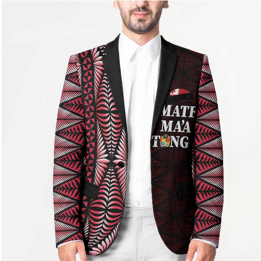 Tonga Rugby Personalised Blazer 2025 Mate Maa Tonga Ngatu Motif LT14 - Polynesian Pride