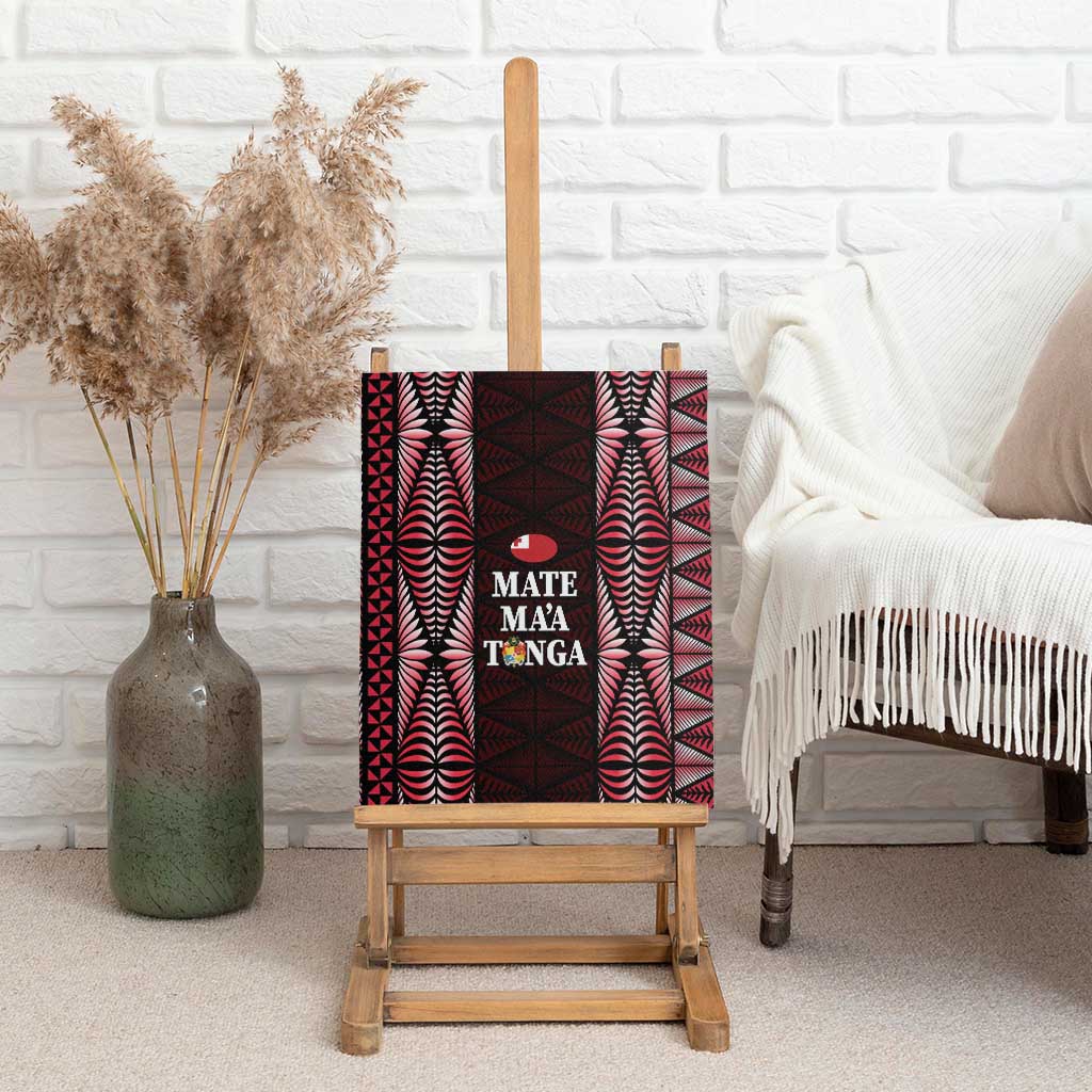 Tonga Rugby Canvas Wall Art 2025 Mate Maa Tonga Ngatu Motif - Polynesian Pride