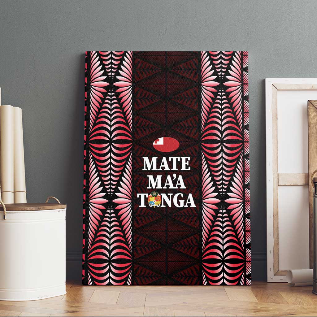 Tonga Rugby Canvas Wall Art 2025 Mate Maa Tonga Ngatu Motif - Polynesian Pride