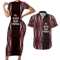 Tonga Rugby Personalised Couples Matching Short Sleeve Bodycon Dress and Hawaiian Shirt 2025 Mate Maa Tonga Ngatu Motif - Polynesian Pride