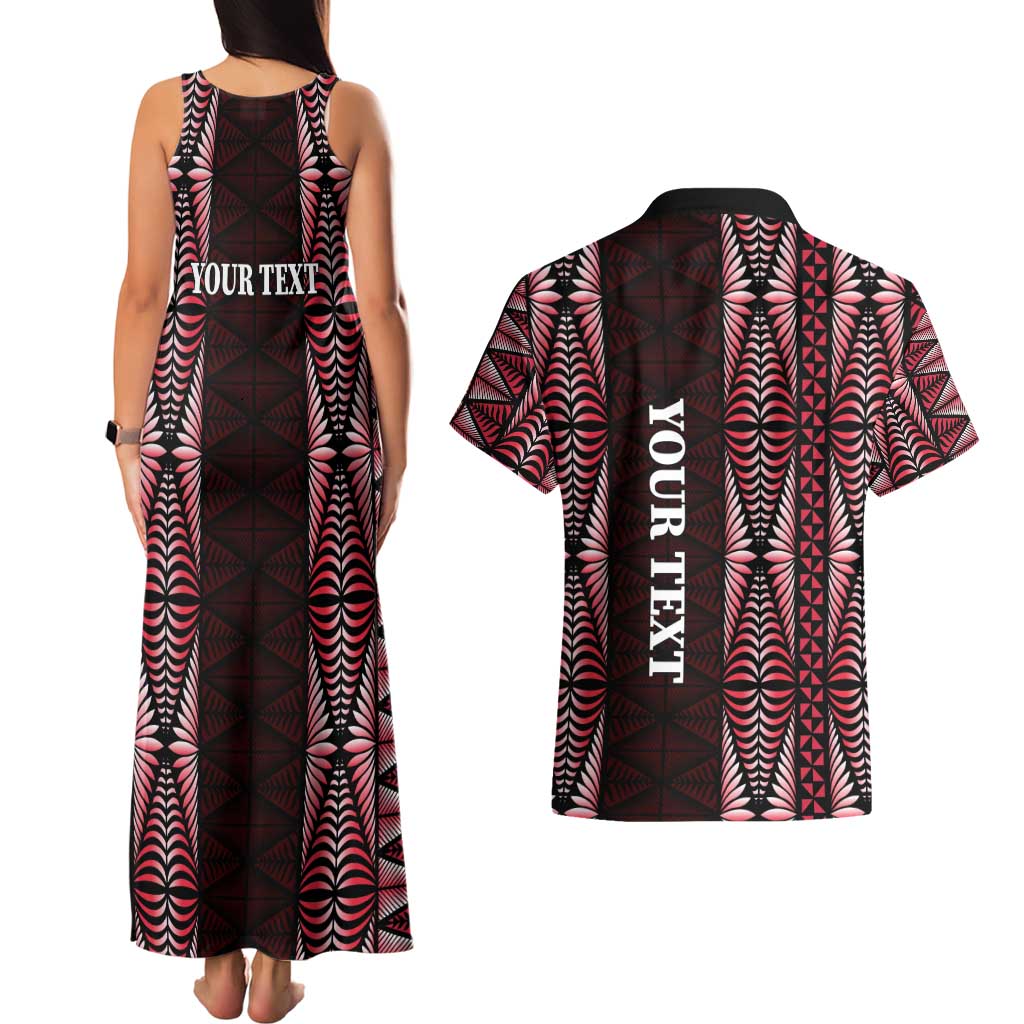 Tonga Rugby Personalised Couples Matching Tank Maxi Dress and Hawaiian Shirt 2025 Mate Maa Tonga Ngatu Motif - Polynesian Pride