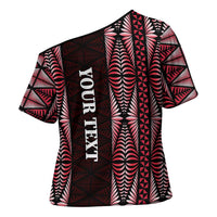 Tonga Rugby Personalised Cross Shoulder Shirt 2025 Mate Maa Tonga Ngatu Motif - Polynesian Pride