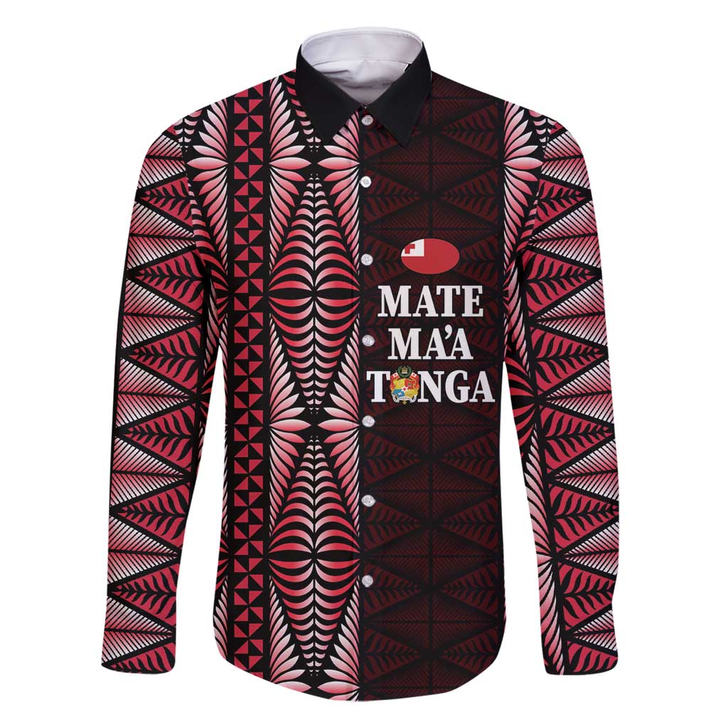 Tonga Rugby Personalised Family Matching Long Sleeve Bodycon Dress and Hawaiian Shirt 2025 Mate Maa Tonga Ngatu Motif - Polynesian Pride