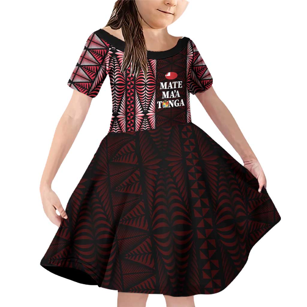 Tonga Rugby Personalised Family Matching Off Shoulder Short Dress and Hawaiian Shirt 2025 Mate Maa Tonga Ngatu Motif - Polynesian Pride