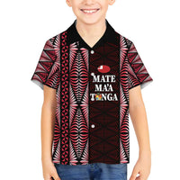 Tonga Rugby Personalised Family Matching Off Shoulder Short Dress and Hawaiian Shirt 2025 Mate Maa Tonga Ngatu Motif - Polynesian Pride