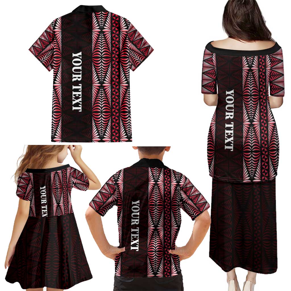 Tonga Rugby Personalised Family Matching Puletasi and Hawaiian Shirt 2025 Mate Maa Tonga Ngatu Motif - Polynesian Pride