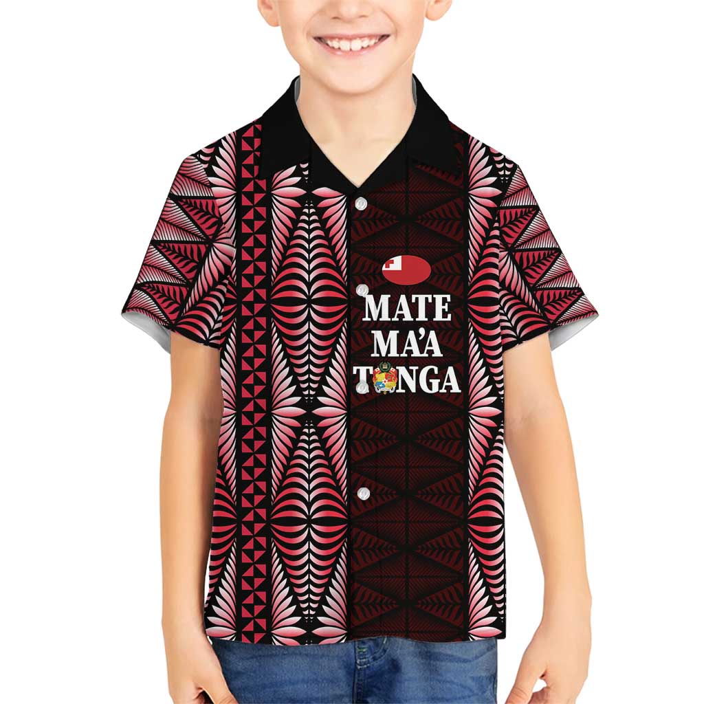 Tonga Rugby Personalised Family Matching Tank Maxi Dress and Hawaiian Shirt 2025 Mate Maa Tonga Ngatu Motif - Polynesian Pride