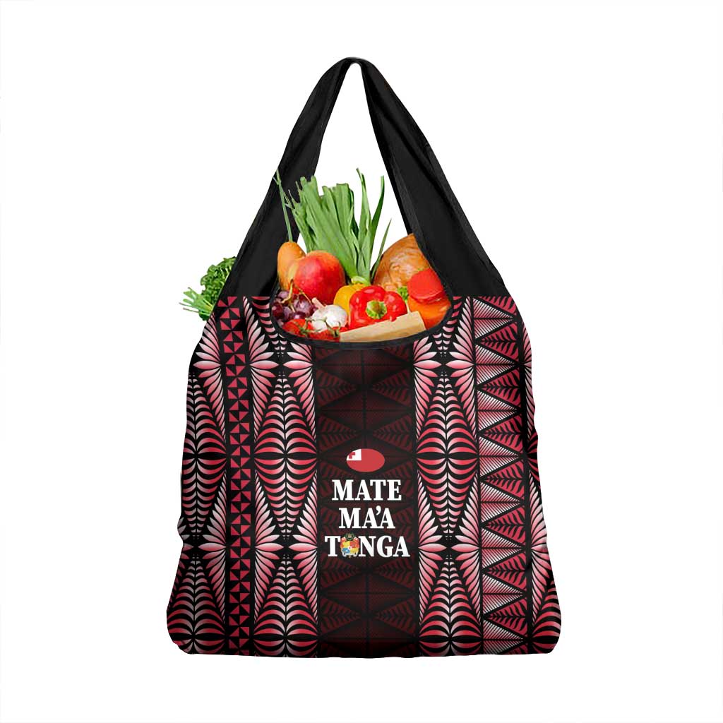 Tonga Rugby Grocery Bag 2025 Mate Maa Tonga Ngatu Motif - Polynesian Pride