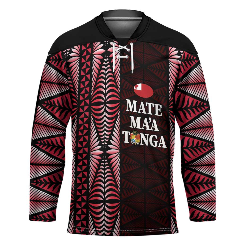 Tonga Rugby Personalised Hockey Jersey 2025 Mate Maa Tonga Ngatu Motif LT14 Unisex Red - Polynesian Pride