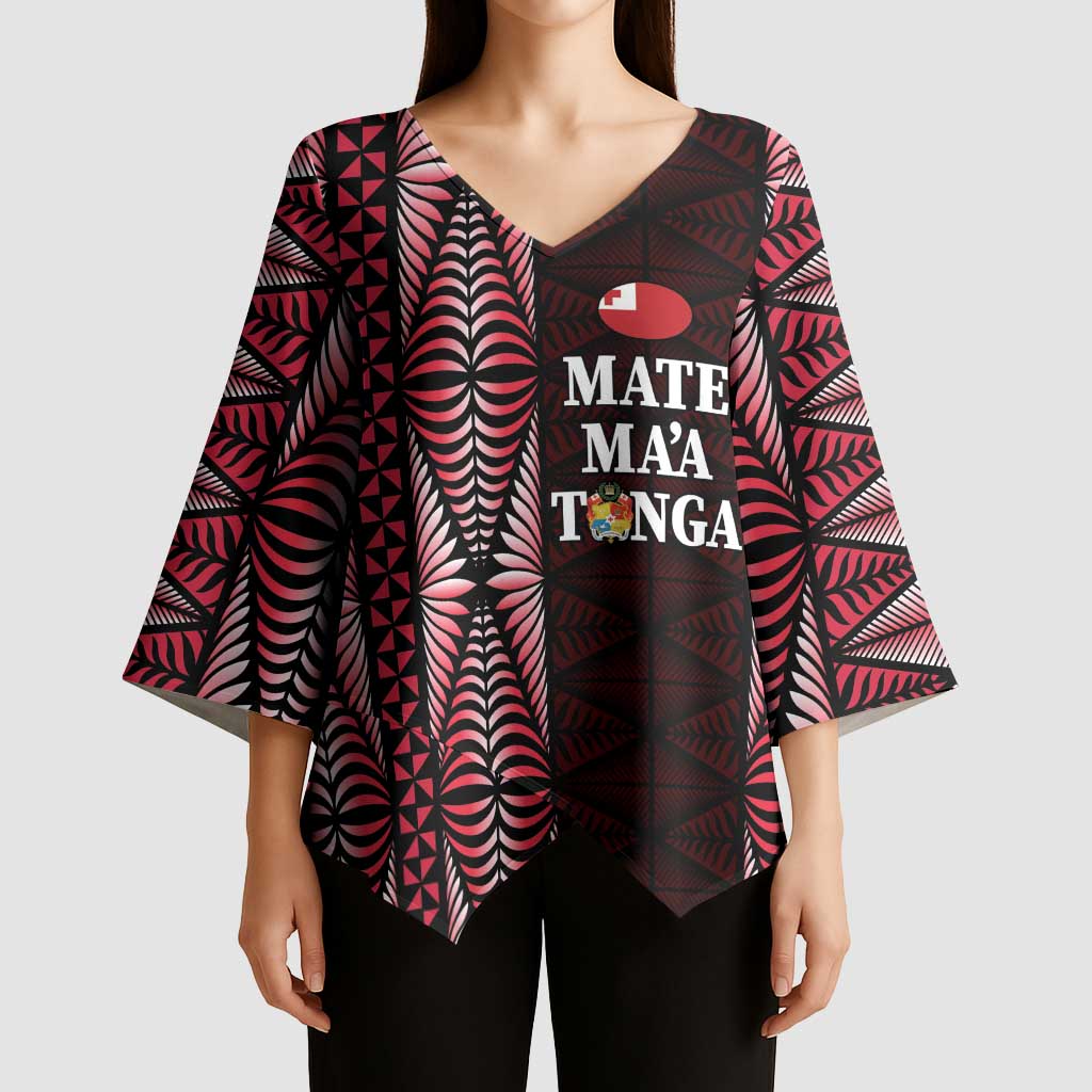 Tonga Rugby Personalised Kimono Sleeve Blouse 2025 Mate Maa Tonga Ngatu Motif - Polynesian Pride