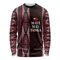 Tonga Rugby Personalised Long Sleeve Shirt 2025 Mate Maa Tonga Ngatu Motif - Polynesian Pride