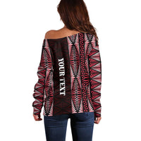 Tonga Rugby Personalised Off Shoulder Sweater 2025 Mate Maa Tonga Ngatu Motif LT14 - Polynesian Pride