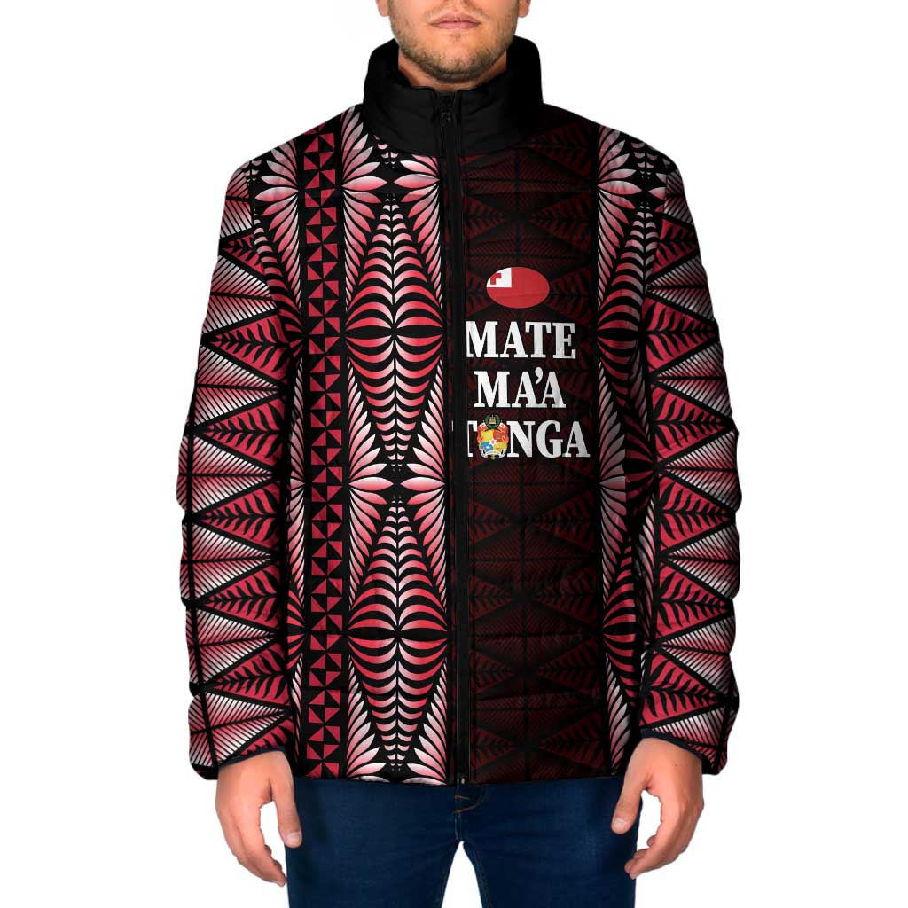 Tonga Rugby Personalised Padded Jacket 2025 Mate Maa Tonga Ngatu Motif - Polynesian Pride
