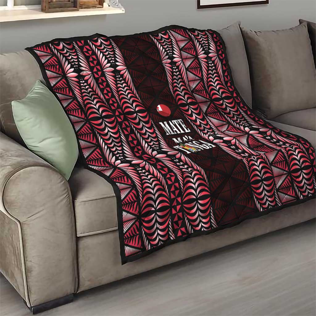 Tonga Rugby Quilt 2025 Mate Maa Tonga Ngatu Motif - Polynesian Pride