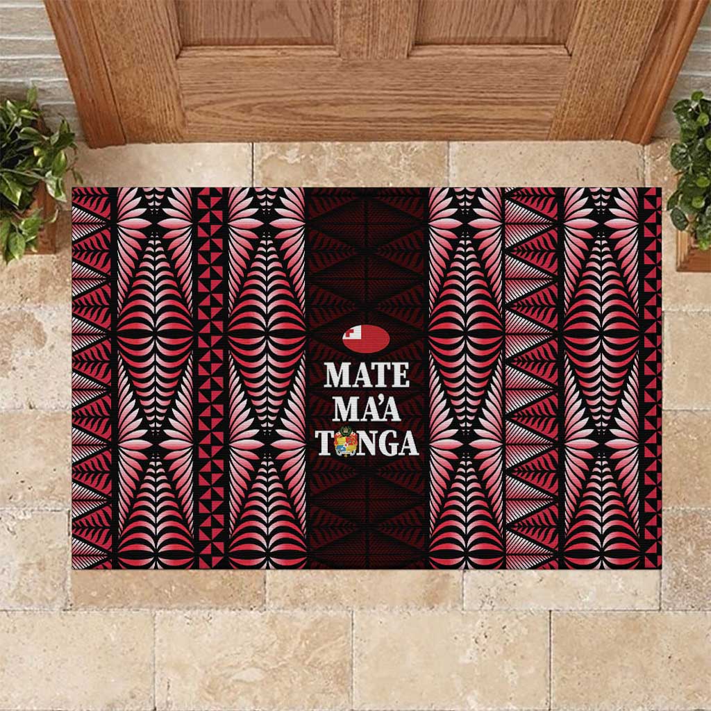 Tonga Rugby Rubber Doormat 2025 Mate Maa Tonga Ngatu Motif - Polynesian Pride