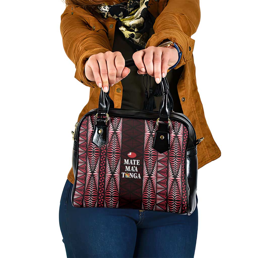 Tonga Rugby Shoulder Handbag 2025 Mate Maa Tonga Ngatu Motif - Polynesian Pride