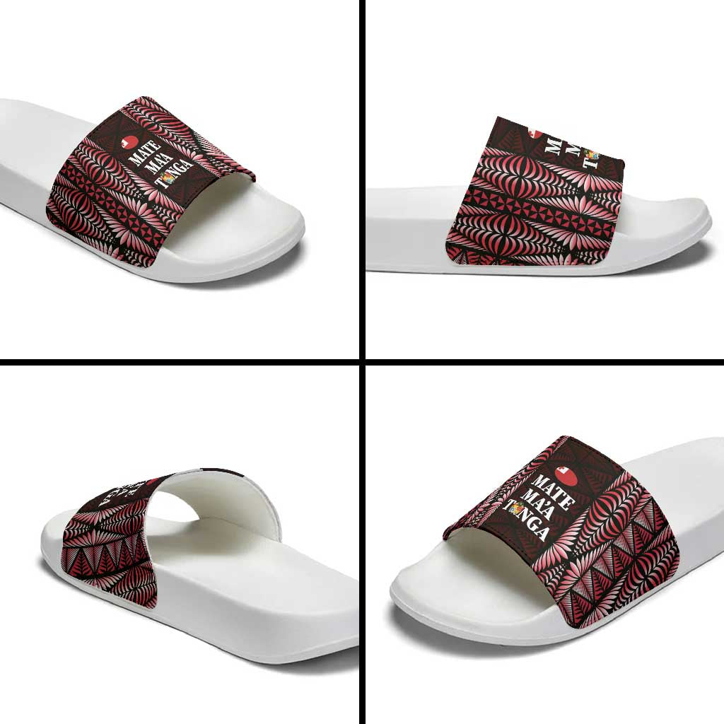 Tonga Rugby Slide Sandals 2025 Mate Maa Tonga Ngatu Motif LT14 - Polynesian Pride