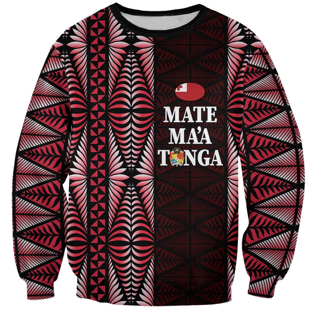 Tonga Rugby Personalised Sweatshirt 2025 Mate Maa Tonga Ngatu Motif - Polynesian Pride