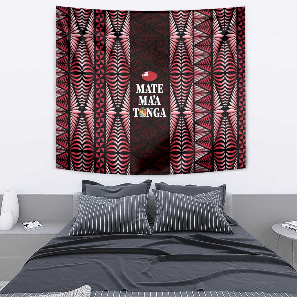 Tonga Rugby Tapestry 2025 Mate Maa Tonga Ngatu Motif LT14 - Polynesian Pride