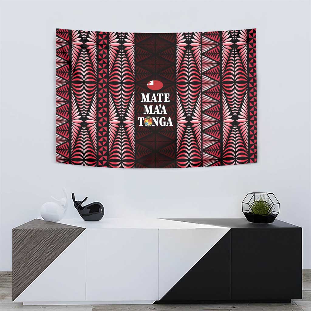 Tonga Rugby Tapestry 2025 Mate Maa Tonga Ngatu Motif LT14 - Polynesian Pride