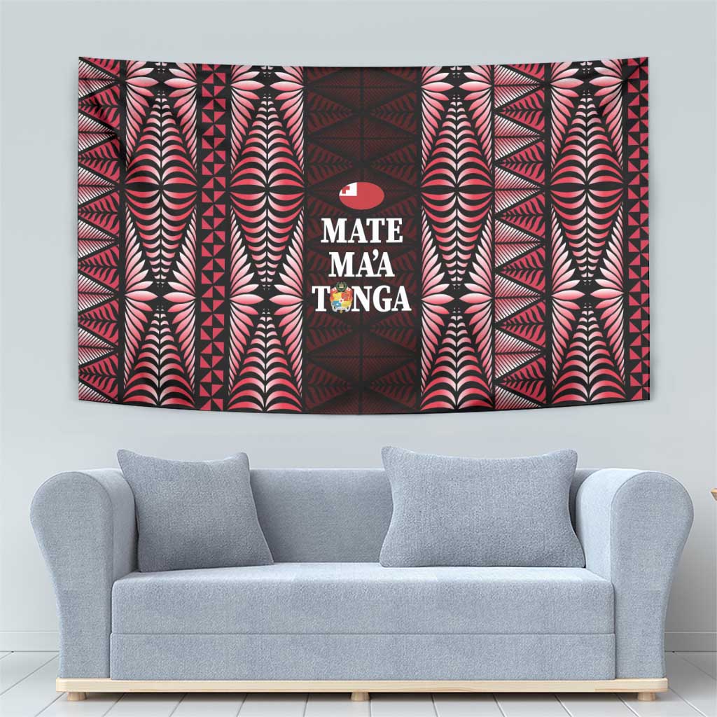 Tonga Rugby Tapestry 2025 Mate Maa Tonga Ngatu Motif LT14 - Polynesian Pride