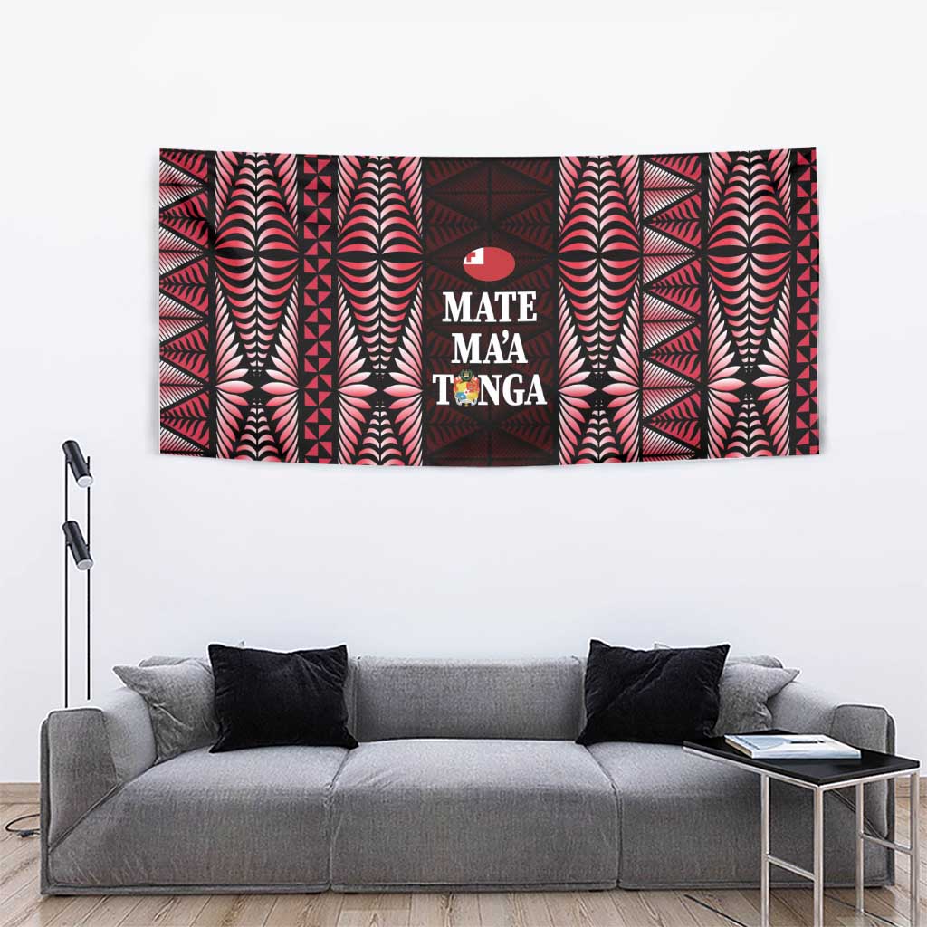 Tonga Rugby Tapestry 2025 Mate Maa Tonga Ngatu Motif LT14 - Polynesian Pride