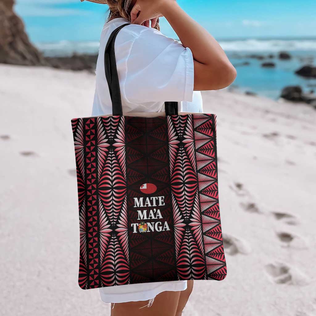 Tonga Rugby Tote Bag 2025 Mate Maa Tonga Ngatu Motif - Polynesian Pride