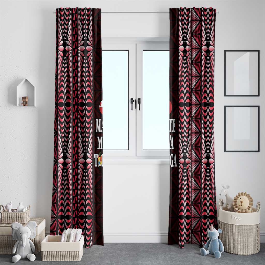 Tonga Rugby Window Curtain 2025 Mate Maa Tonga Ngatu Motif - Polynesian Pride