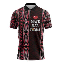 Tonga Rugby Personalised Zipper Polo Shirt 2025 Mate Maa Tonga Ngatu Motif - Polynesian Pride
