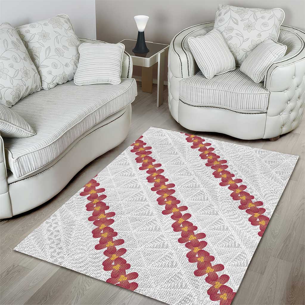 White Sunday Tonga Fakame Area Rug Tongan Ngatu Heilala Lei - Polynesian Pride