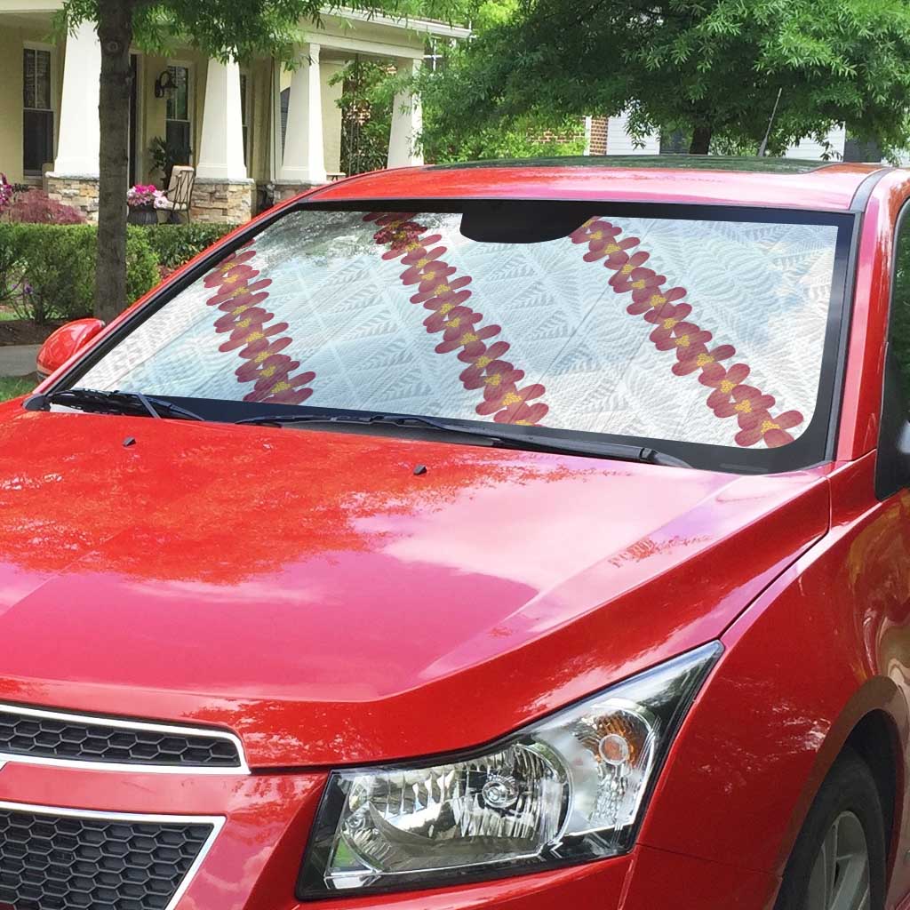 White Sunday Tonga Fakame Auto Sun Shade Tongan Ngatu Heilala Lei - Polynesian Pride