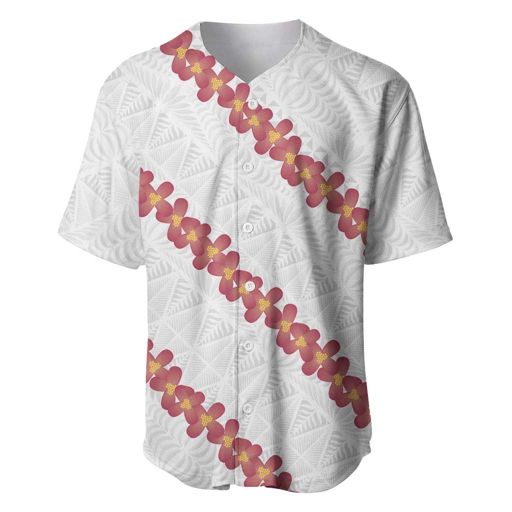 White Sunday Tonga Fakame Baseball Jersey Tongan Ngatu Heilala Lei - Polynesian Pride