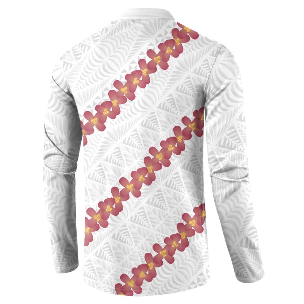 White Sunday Tonga Fakame Button Sweatshirt Tongan Ngatu Heilala Lei - Polynesian Pride