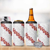 White Sunday Tonga Fakame 4 in 1 Can Cooler Tumbler Tongan Ngatu Heilala Lei - Polynesian Pride