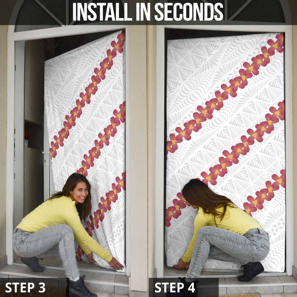 White Sunday Tonga Fakame Door Cover Tongan Ngatu Heilala Lei - Polynesian Pride