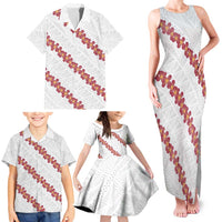 White Sunday Tonga Fakame Family Matching Tank Maxi Dress and Hawaiian Shirt Tongan Ngatu Heilala Lei - Polynesian Pride