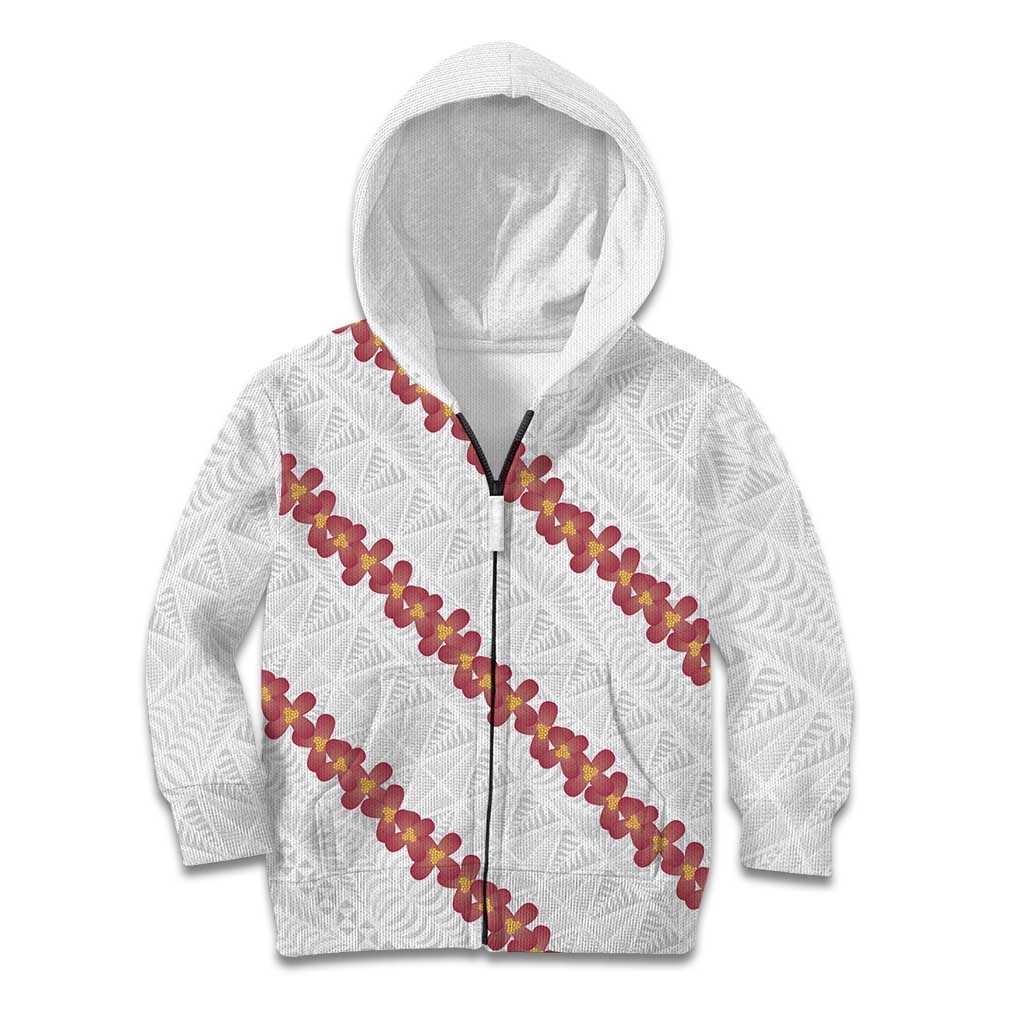 White Sunday Tonga Fakame Kid Hoodie Tongan Ngatu Heilala Lei - Polynesian Pride