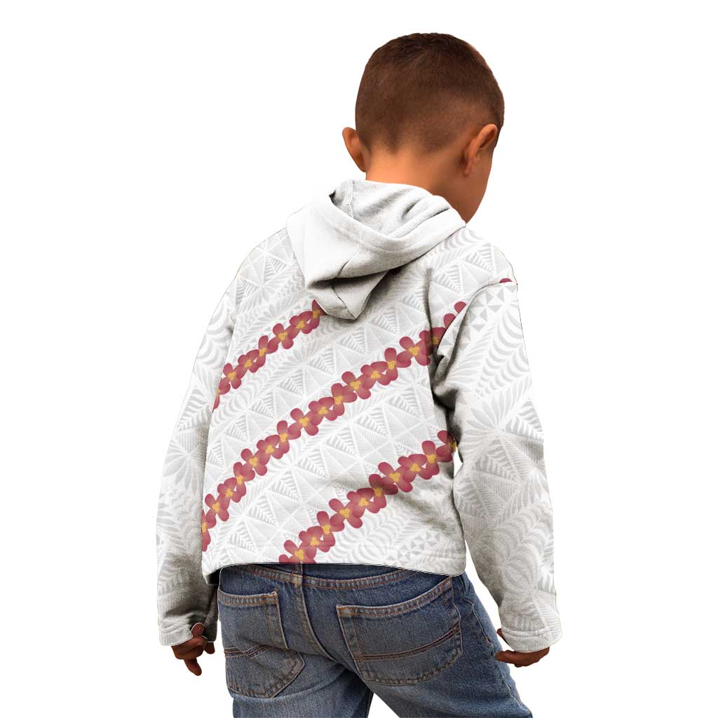 White Sunday Tonga Fakame Kid Hoodie Tongan Ngatu Heilala Lei - Polynesian Pride