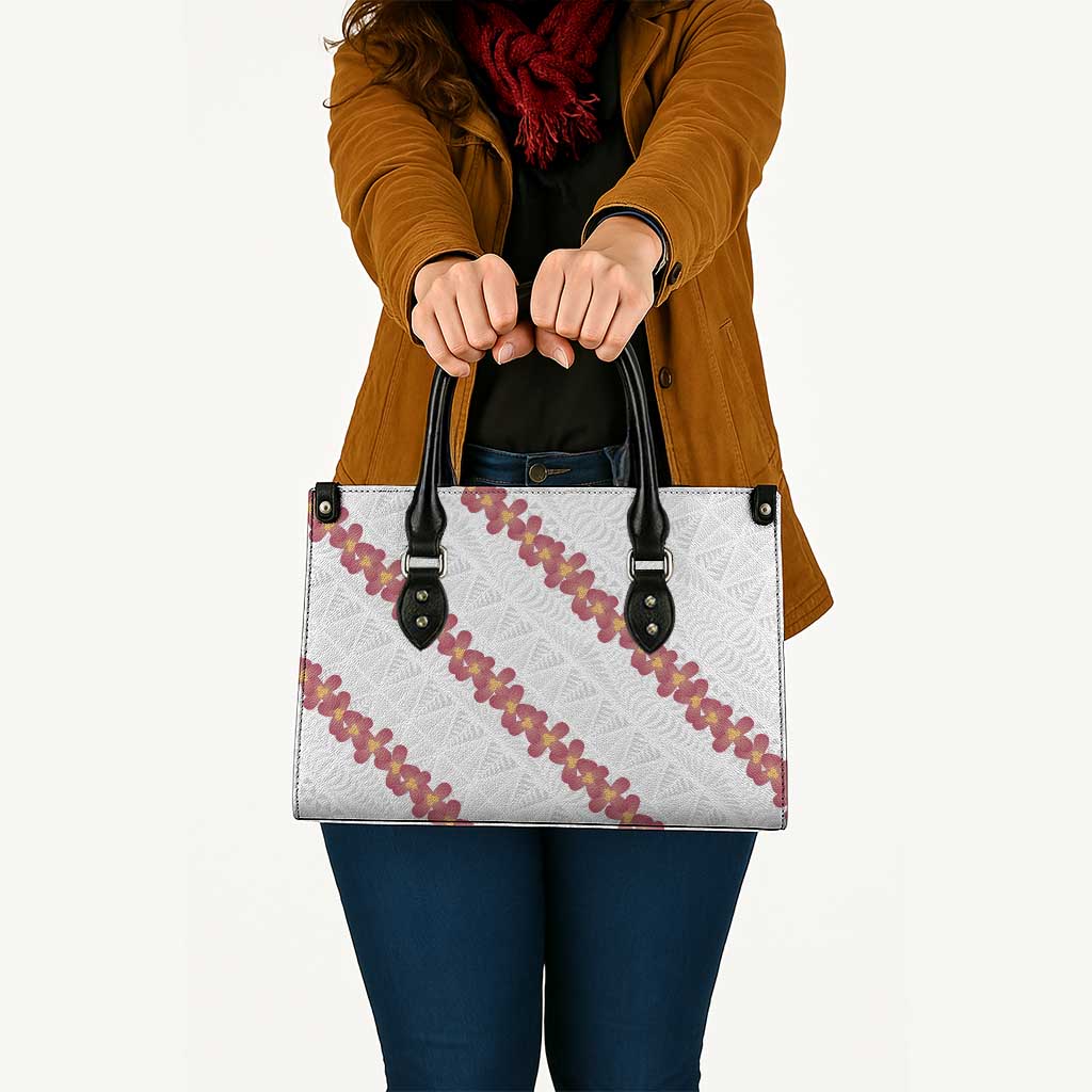 White Sunday Tonga Fakame Leather Bag Tongan Ngatu Heilala Lei - Polynesian Pride
