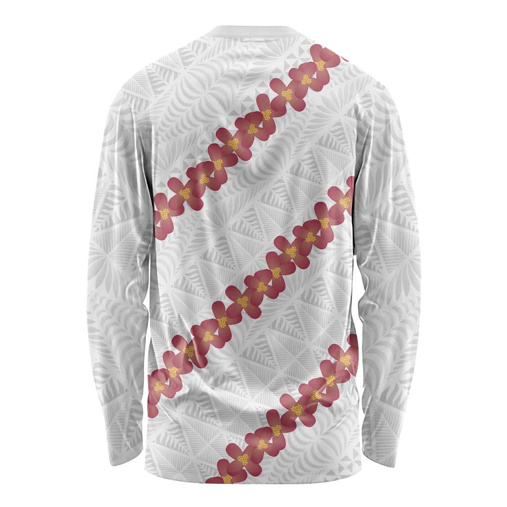White Sunday Tonga Fakame Long Sleeve Shirt Tongan Ngatu Heilala Lei - Polynesian Pride