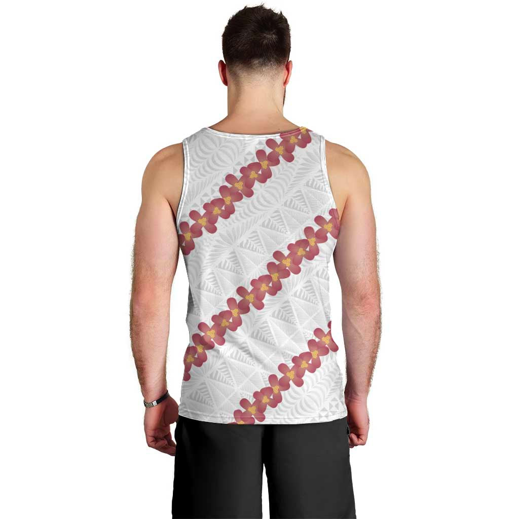 White Sunday Tonga Fakame Men Tank Top Tongan Ngatu Heilala Lei - Polynesian Pride