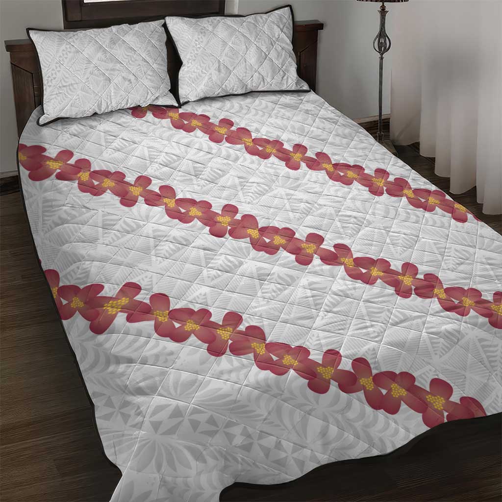 White Sunday Tonga Fakame Quilt Bed Set Tongan Ngatu Heilala Lei LT14 White - Polynesian Pride