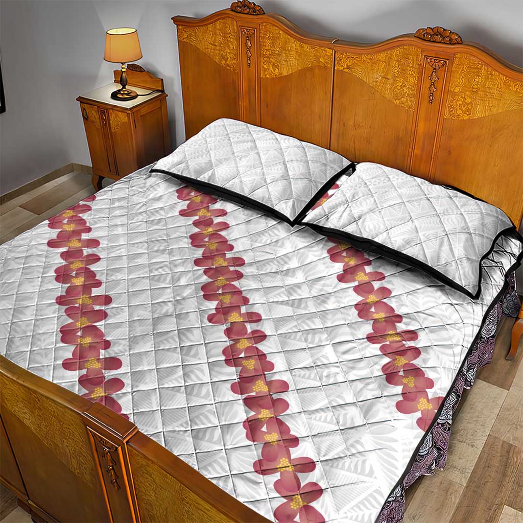 White Sunday Tonga Fakame Quilt Bed Set Tongan Ngatu Heilala Lei LT14 - Polynesian Pride